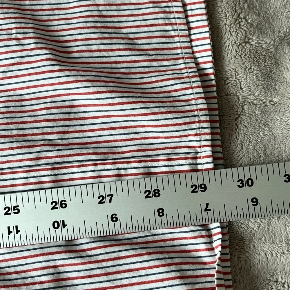 Banana Republic Soft Wash Button Up Shirt Red White Blue Pinstripe Cotton Mens L